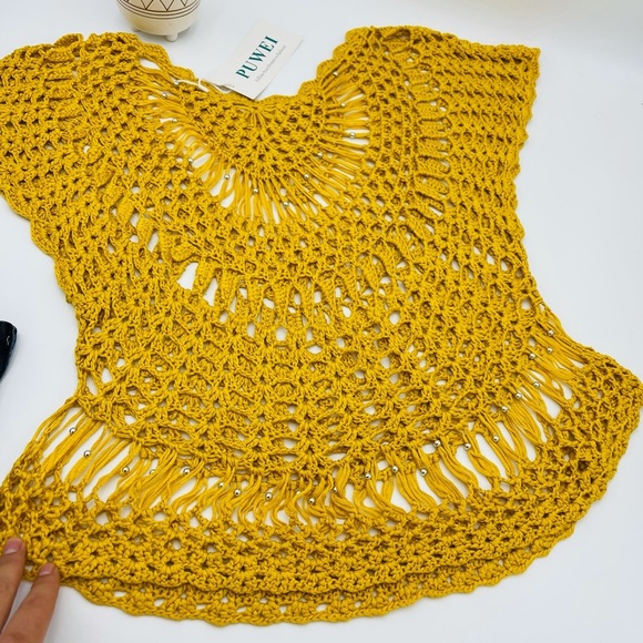 NWT knit mustard gold BEACH COVERUP TOP - Picture 2 of 5